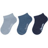 Sterntaler Lot de 3 chaussettes de baskets côtelées gris-bleu 