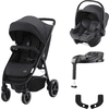 Britax Römer Lastenrattaat B-Agile M Black Shadow  sisältäen turvakaukalon Baby-Safe Core i-Size Midnight  Grey plus core telakan ja adapterin
