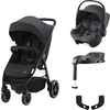Britax Römer  Silla de paseo B-Agile M Black Shadow , silla portabebés Baby-Safe Core i-Size Midnight  Grey, base isofix Core y adaptador