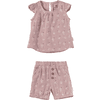 Sterntaler Set camicia con pantaloni a fiori in velluto rosa
