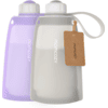 momcozy Borsa per latte materno in silicone, 2 pezzi viola/grigio