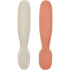 BEABA  ® Set di 2 cucchiai per l'apprendimento in silicone terracotta/ velvet grigio