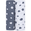 emma & noah mousseline luiers set van 2 stippen blauw