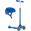 GLOBBER Trottinette enfant 3 roues PRIMO PLUS LIGHTS bleu foncé-turquoise roues lumineuses casque