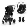 cybex GOLD Balios Black Black i-Size Black Lastenvaunu S Lux Moon, johon sisältyy lastenistuin Cloud G Plus Moon ja Adapter 