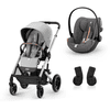 cybex GOLD Lastenrattaat Balios S Lux Silver Lava Grey ja turvaistuin Cloud G i-Size Plus Lava Grey sekä lastenistuin Cloud G Plus Lava Grey ja Adapter 