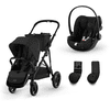 cybex GOLD Black Black i-Size Black Cochecito Gazelle S Moon con silla infantil Cloud G Moon y adaptador