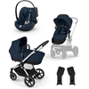cybex GOLD EOS Lux Ocean Blå barnvagn inklusive Cloud G i-Size Plus bilbarnstol Ocean Blå och Adapter 