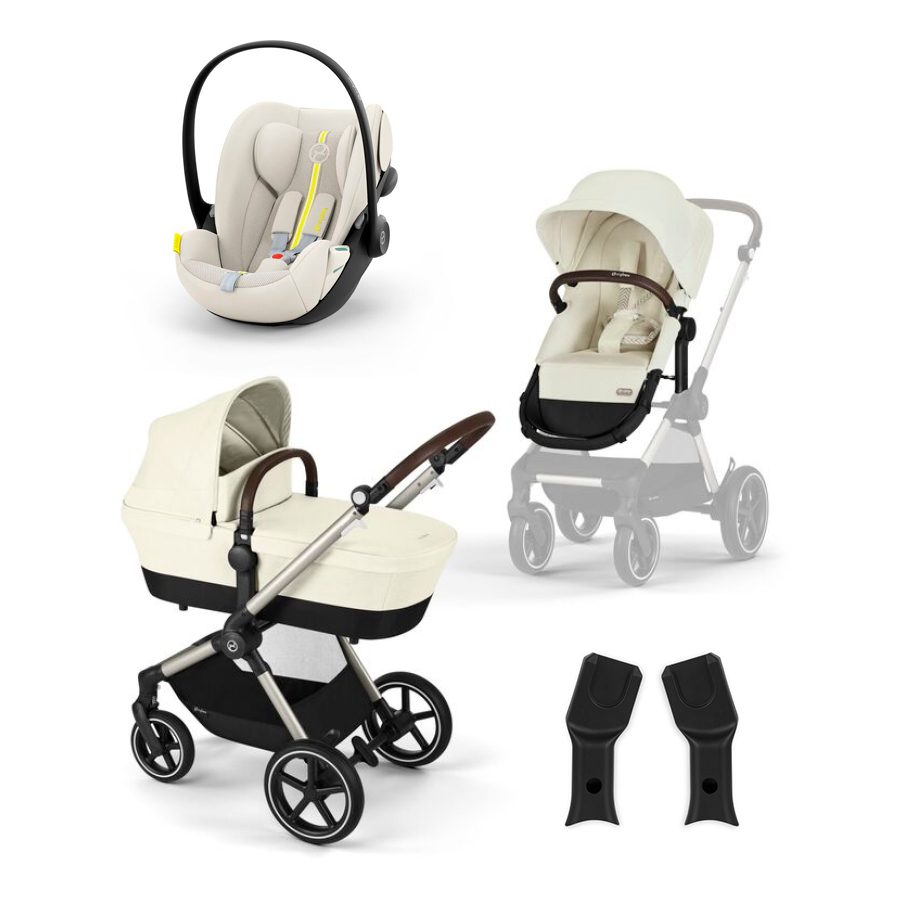 cybex GOLD Kinderwagen EOS Lux Seashell Beige inklusive Babyschale Cloud G i-Size Plus Seashell Beige und Adapter 