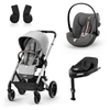 cybex GOLD Balios Silver i-Size Black Barnevogn S Lux Lava Grey inkludert bilbarnestol Cloud G Plus Lava Grey Basestasjon Base G og adapter