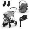 cybex GOLD Kinderwagen Gazelle S Silver Lava Grey inclusief Cloud G autostoel Lava Grey Base i-Size basisstation en adapter