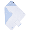 CHILDHOME Badehåndkle inkl. vaskehanske blomst blå hvit