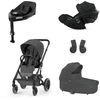 cybex GOLD Balios Black Black Black i-Size Black Barnevognsett S Lux Moon inkl. liggedel S Lux Moon , bilbarnestol Cloud G Moon , adapter og basestasjon Base 