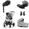 cybex GOLD Balios Silver i-Size Black Adapter Lastenvaunusarja S Lux Lava Grey sis. pinnasängyn S Lux Lava Grey, turvaistuimen Cloud G Plus Moon Plus ja tukiaseman Base G.