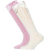 Ewers Kniestrümpfe 2er-Pack Traforato Schleife beige/rosa 