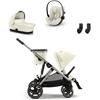 cybex GOLD i-Size Gazelle S Taupe Seashell Beige barnevogn inkl. Gazelle S Cot Seashell Beige liggedel, Cloud G Plus Seashell Beige bilbarnestol og Gazelle S adapter