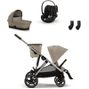 cybex GOLD Almond Almond i-Size Black Gazelle S Taupe Beige barnevogn inkl. Gazelle S Cot Beige liggedel, Cloud G bilbarnestol Moon og Gazelle S adapter