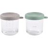 BEABA® Pot de conservation repas verre, vert sauge/gazelle lot de 2