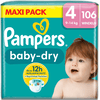 Pampers Baby-Dry bleer, størrelse 4, 9-14 kg, maxipakke (1 x 106 bleer)