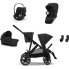 cybex GOLD Black Black Black i-Size Black Black Søskensett Gazelle S Moon inkl. barnevogntilbehør Gazelle S Cot Moon, bilbarnestol Cloud G Plus Moon Plus, S-seteenhet Moon og S-adapter