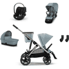 cybex GOLD Geschwisterset Gazelle S Taupe Sky Blue inkl. Kinderwagenaufsatz S Cot Sky Blue, Babyschale Cloud G i-Size Moon Black, S Sitzeinheit Sky Blue und S Adapter