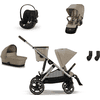 cybex GOLD Geschwisterset Gazelle S Taupe Almond Beige inklusive Sitzeinheit Babyschale Cloud G i-Size Moon Black und Adapter 