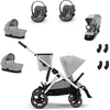 cybex GOLD Silver Silver i-Size Conjunto gemelar Gazelle S Lava Grey incl. accesorio para cochecito S Cot Lava Grey, unidad de asiento S Lava Grey, silla de coche infantil Cloud G Plus Lava Grey Plus y adaptador 