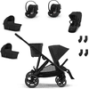 cybex GOLD Black Black Black i-Size Black Tvillingesæt Gazelle S Moon inkl. barnevognsforsats S Cot Moon, S-sædeenhed Moon, autostol Cloud G Plus Moon Plus og S-adapter