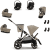 cybex GOLD Almond Almond Almond i-Size Black Conjunto gemelar Gazelle S Taupe Beige incl. accesorio para cochecito S Cot Beige, unidad de asiento S Taupe , silla de coche infantil Cloud G Moon , adaptador 