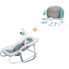 babymoov Babywippe Graphic blue inkl. Gratis Babypflege-Set Smokey aqua