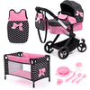 bayer Design Xeo Mega Set kombi-dukkevogn, sort/pink