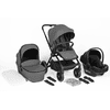 babyGO black Kinderwagen 3in1 grijs/ Frame