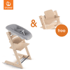 STOKKE® Mega Tripp Trapp® Set Hochstuhl Buche natur inkl. Newborn Set™ Grey und Baby Set V2 natur