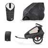 Qeridoo® Rimorchio per biciclette Kidgoo1 Steel Grey Collezione 2023 incl. parafango, telo copertura e coprigambe