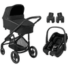 MAXI COSI Essential Black Pebble Black Plaza Plus klapvogn inkl. babyautostol S Tonal og babyadapter Black 