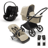 bugaboo Kinderwagen Fox Cub mit Liegeaufsatz und Sitz Black/Desert Beige inkl. cybex GOLD Babyschale Cloud G i-Size Magic Black und Adapter 