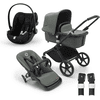 bugaboo Kinderwagen Fox Cub mit Liegeaufsatz und Sitz Black/Forest Green inkl. cybex GOLD Babyschale Cloud G i-Size Moon Black und Adapter