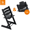 STOKKE® Tripp Trapp® Hochstuhl Buche schwarz + Gratis Baby Set V2 schwarz