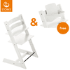 STOKKE® Tripp Trapp® Hochstuhl Buche weiß + Gratis Baby Set V2 weiß