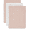 jollein Hydrofiel Twinkling Wild Rose molton 3-pack 15 x 20 cm