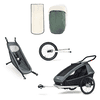 CROOZER Kid Vaaya 2 Graphite blauw kinderfietskar inclusief joggerset, babyzitje en winterset voor Jungle babyzitje green 