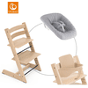 STOKKE® Mega Tripp Trapp® Set Hochstuhl Oak natur inkl. Newborn Set™ Grey und Baby Set V2 natur