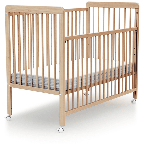 AT4 Babybett ESSENTIAL mit Schiebegitter Buche lackiert 60 x 120 cm