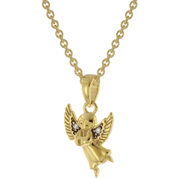 trendor Engel Anhänger Gold vergoldete Silber-Halskette / 8K gold 333 