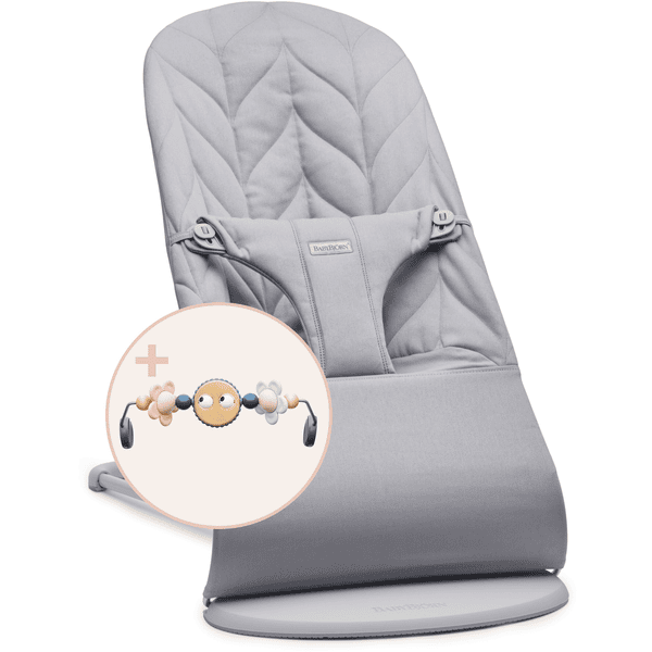 BABYBJÖRN Babywippe Bliss Grau mit Holzspielzeug