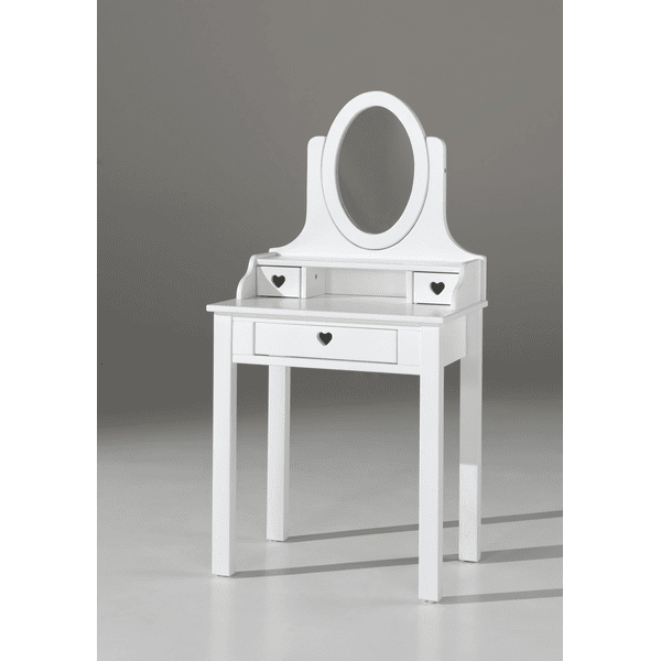 Coiffeuse en bois blanc pour enfant avec miroir et tiroir Billy Vipack