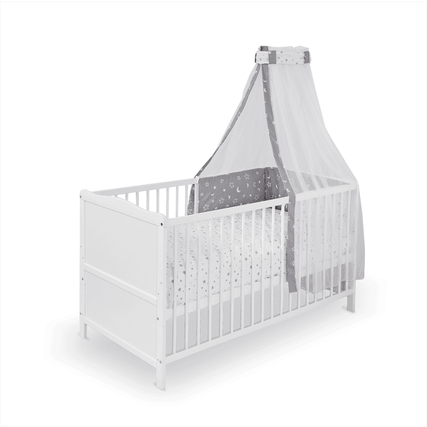 Weißes Babybett aus massiver Kiefer