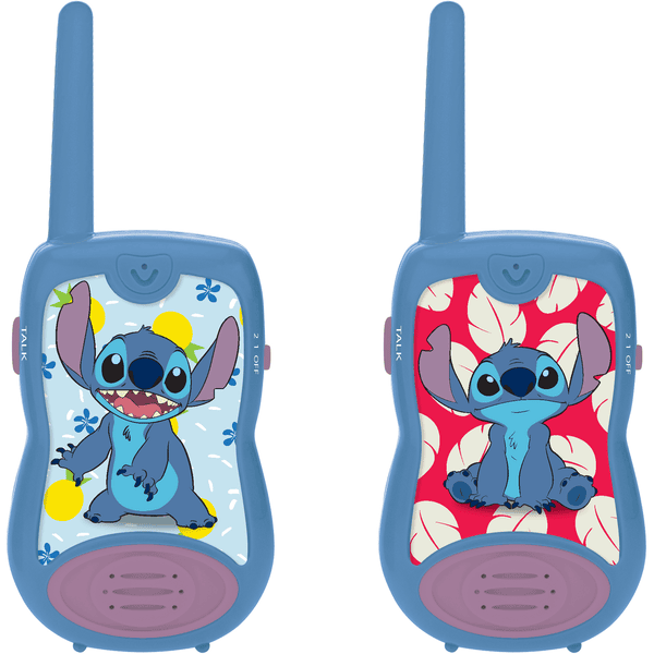 LEXIBOOK Stitch 2 walkie-talkies med rekkevidde på 120 meter og belteklips