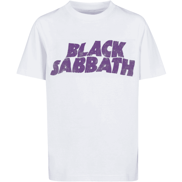 F4NT4STIC T-Shirt Black Sabbath Heavy Metal Band Wavy Logo Distressed Black  weiß
