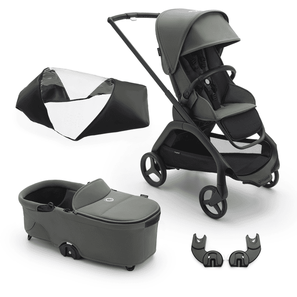 bugaboo Kombikinderwagen Set Dragonfly Complete Black Forest Green inklusive Zubehör